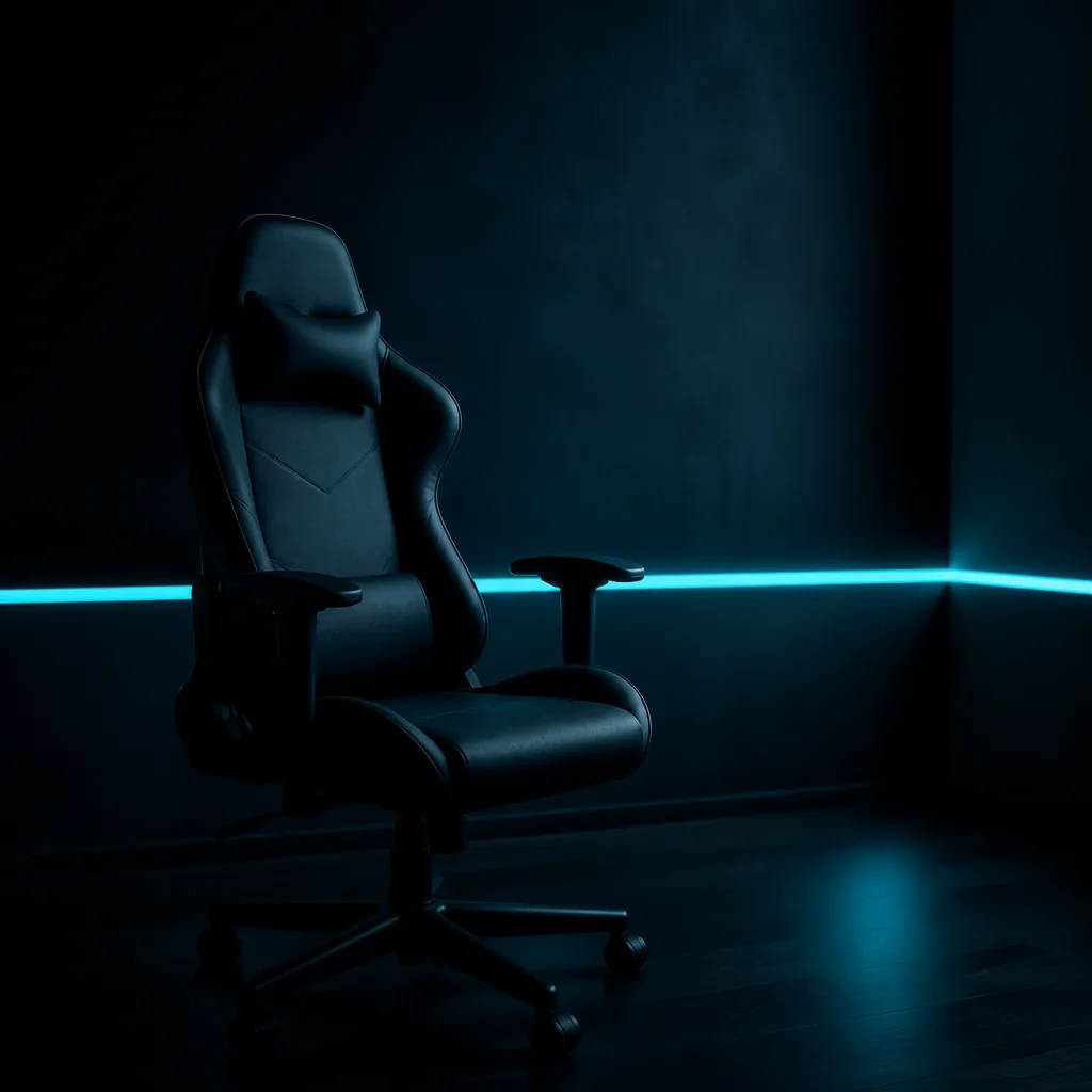Silla ergonómica con luz cian / Ergonomic chair with cyan light