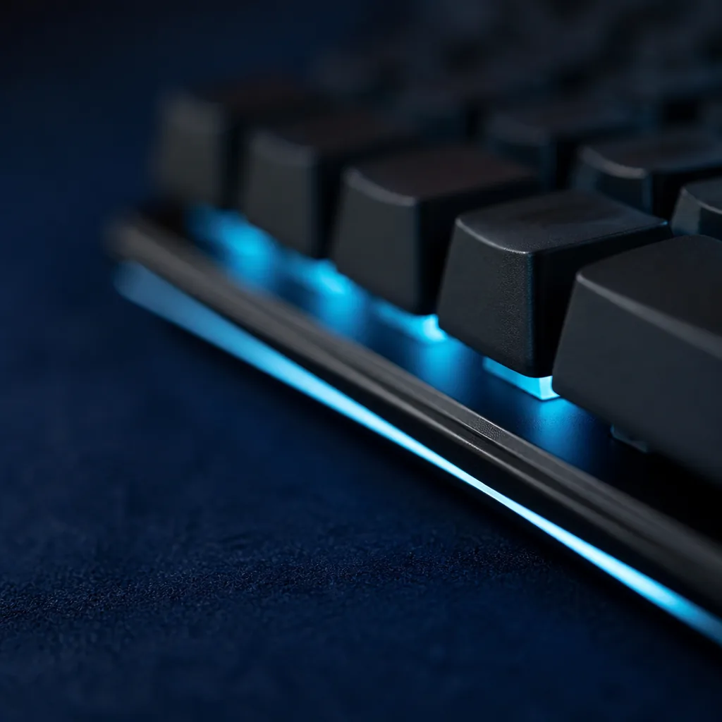 Teclado mecánico con luz cian / Mechanical keyboard lit in cyan